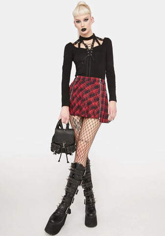 Red Plaid Mini Skirt