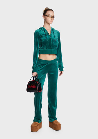 Jade Green OG Big Bling Velour Hoodie