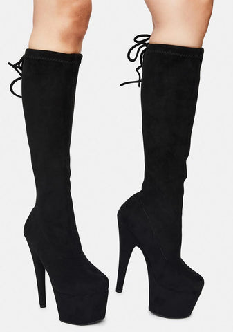 In The Club Platform Knee High Boots