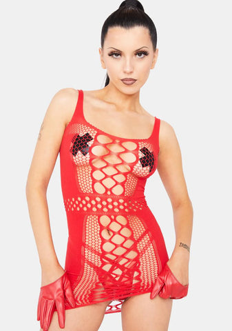 Cherry Self Assured Cutout Mini Dress