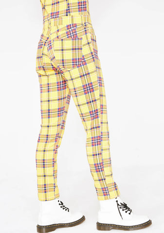Caution Grunge Gang Plaid Jumpsuit