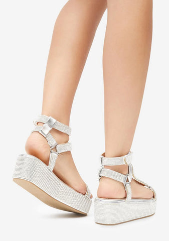 Ice On The Runway Strappy Platform Sandals