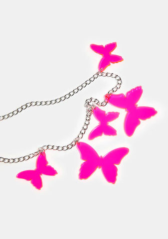 Neon Butterfly Chain Belt