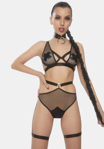 Jada Strappy Fishnet Teddy
