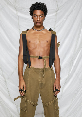 Synth Unisex Cargo Overalls With Attached Backpack