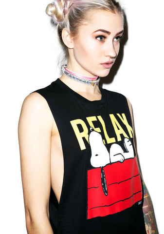 Snoopy Relax Muscle Tee - Black