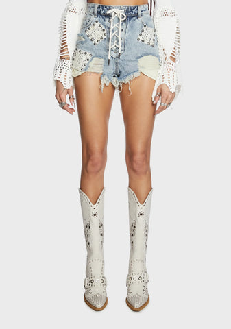 Dayclub Cabana Denim Shorts - Blue