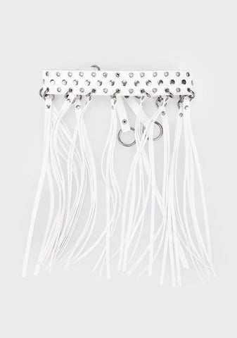 Cavern Crazy Fringe Belt - White