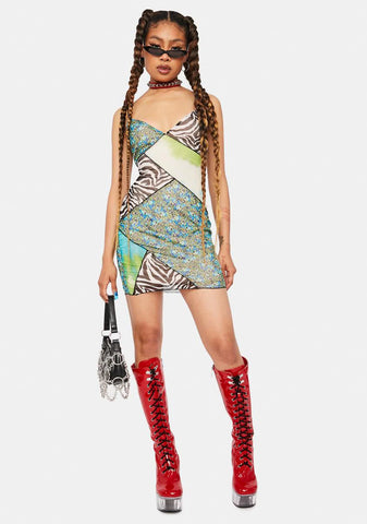 Love Fusion Patchwork Mini Dress
