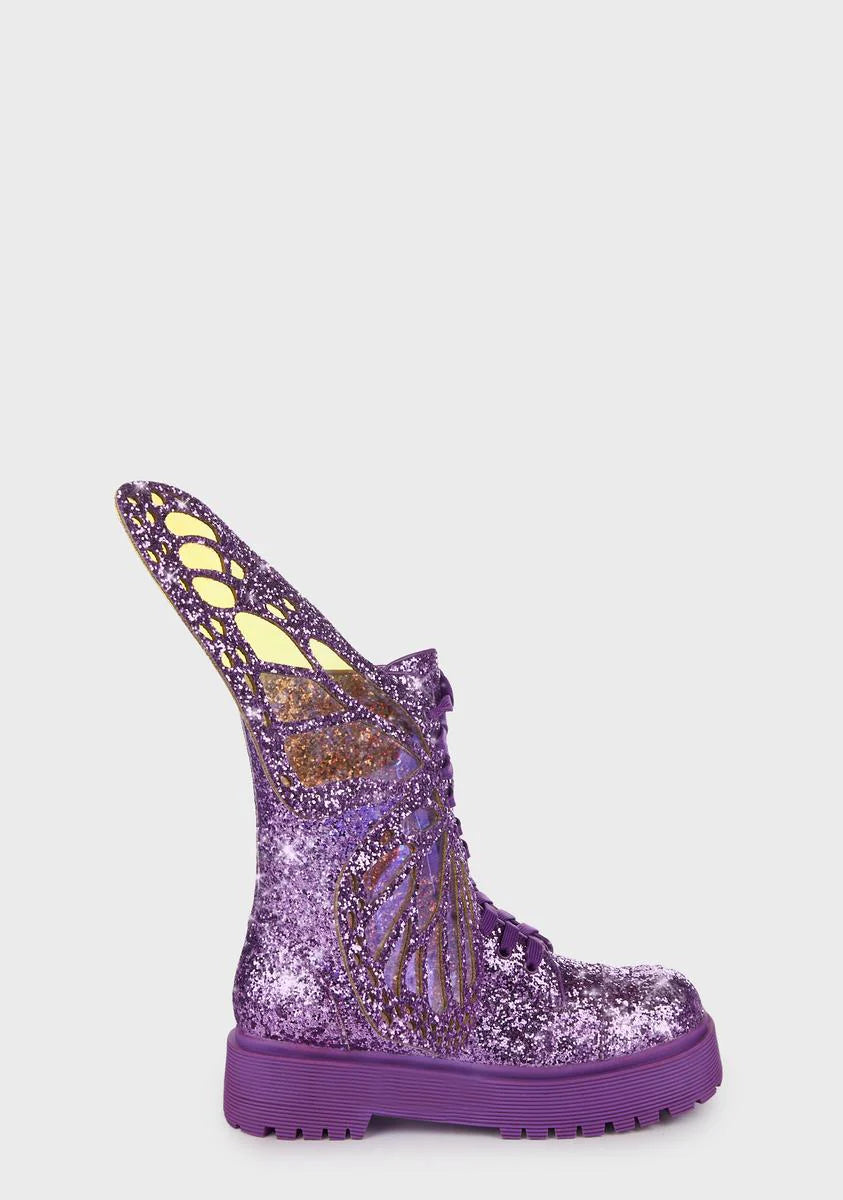 Violet Metamorphic Butterfly Boots