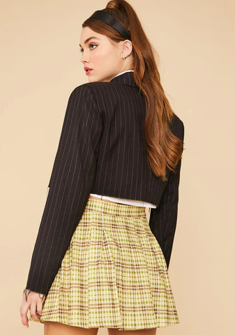Study Date Plaid Pleated Mini Skirt