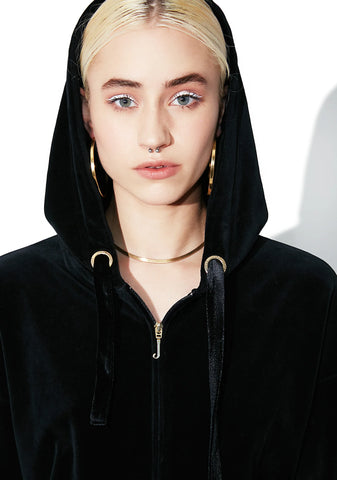 Velour Lace Back Hoodie