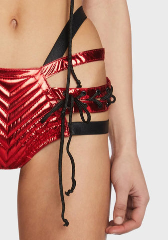 Rude Awakening Lace-Up Shorts - Red