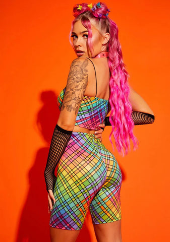 Not So Clueless Plaid Biker Shorts