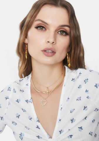 Cross My Heart Layered Pendant Necklace