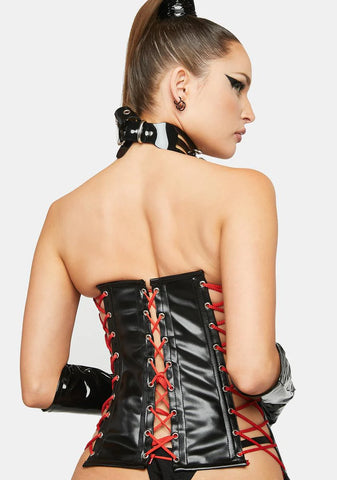 Lavish Vegan Leather Lace-Up Bustier