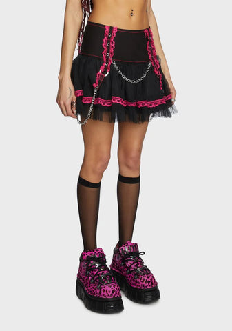 Pink Lace Chiffon Tutu Skirt