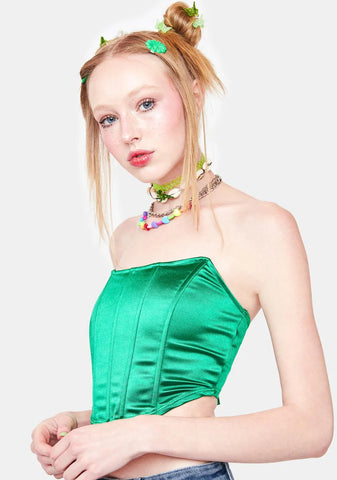 Luck Of Me Satin Corset Crop Top