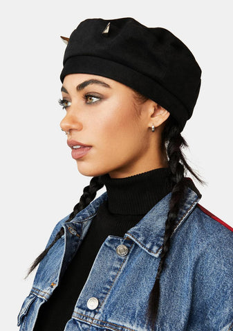 Atmosphere Black Beret With Horns