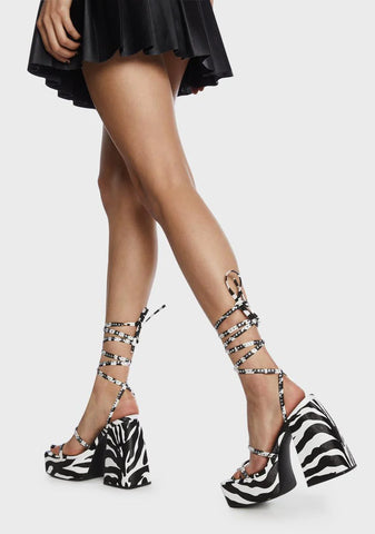 Zebra Helena Diamante Platform Heels