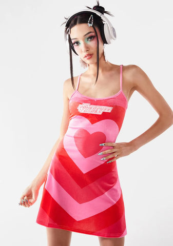 Theme Of Hearts Velour Mini Dress