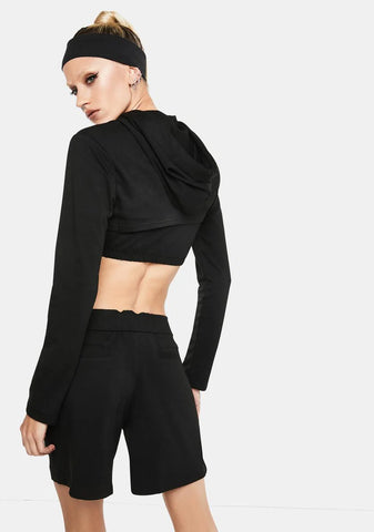 Push To Start Zip-Up Shrug Hoodie