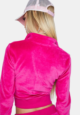 Pink Velour Track Jacket