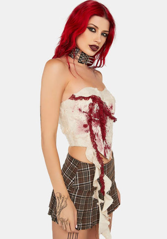 White Bustier With Blood Drip