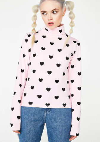 Little Hearts High Neck Top