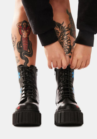 Rocking The Daisies Platform Ankle Boots