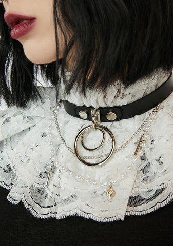 Magic Pearl Decorated Lace Ruffle Collar