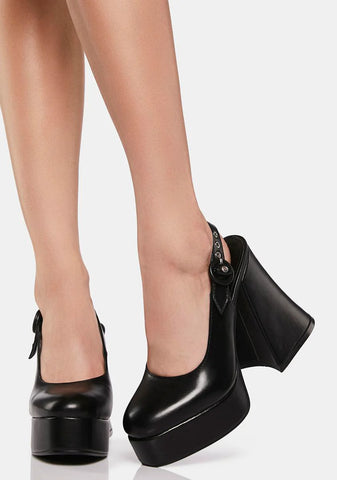 Black Conversing Platform Heels