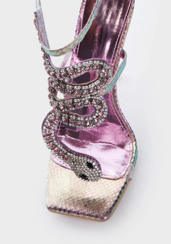Rhinestone Cobra Stiletto Sandals