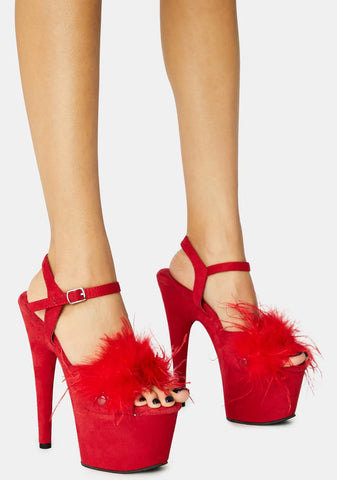 Red Adore Fluffy Heels