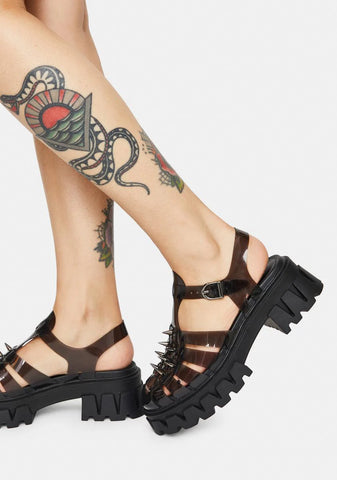 Slinky Platform Studded Sandals