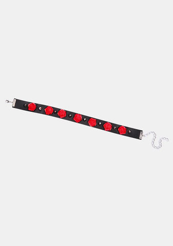 Scarlet Brutal Bloom Spiked Floral Choker