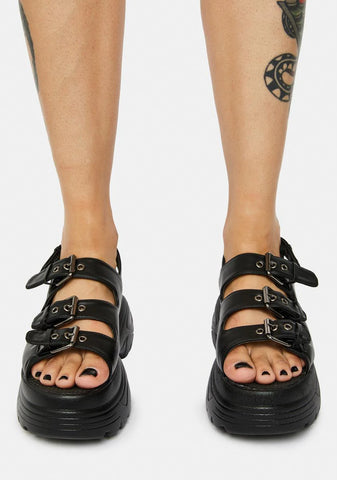 Black Out My Way Platform Sandals