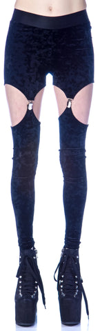 Crushed Velvet Garter Leggings