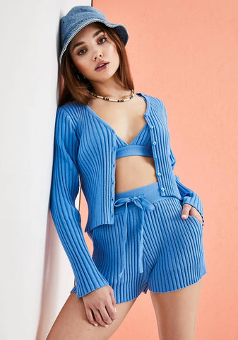 Whenever Wherever Knit Cardigan & Shorts Set