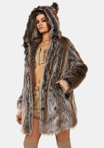 Grey Wolf Classic Faux Fur Coat