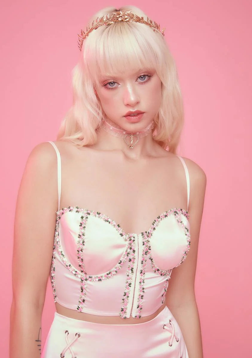 Language Of Flowers Floral Satin Bustier