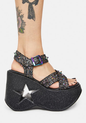 Dark Glitter Party In My Head Platforms