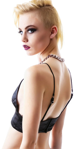 Romance Satin Bralette - Black