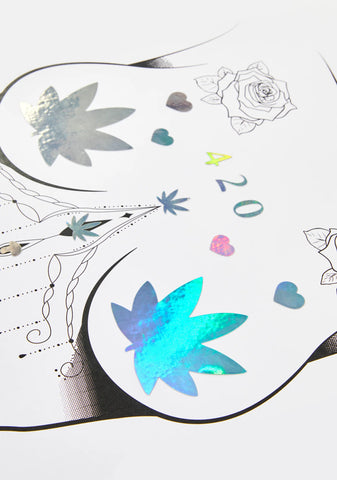 420 Love Holographic Body Stickers Set