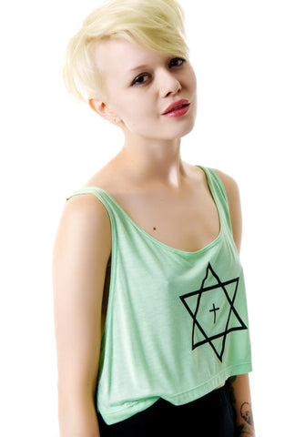 Trippy Cropped Tank Top - Light Blue