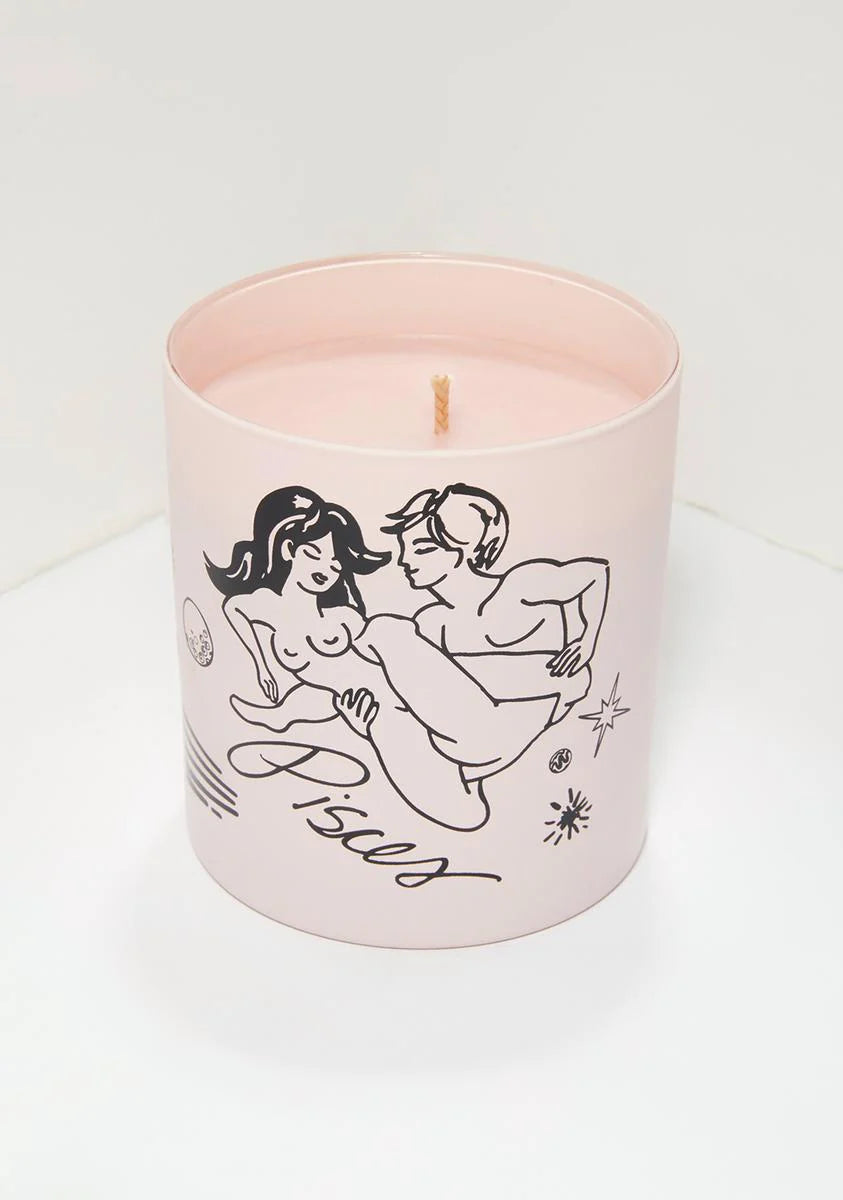 Pink Pisces Zodiac Massage Candle