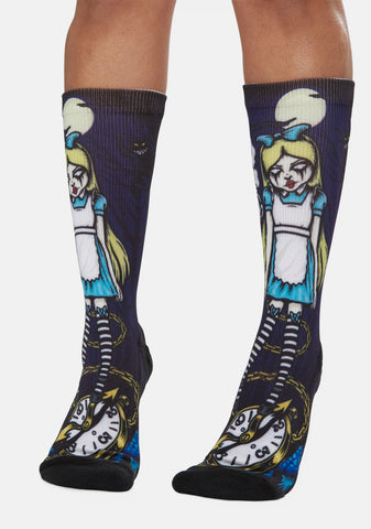 Alice Crew Printed Socks
