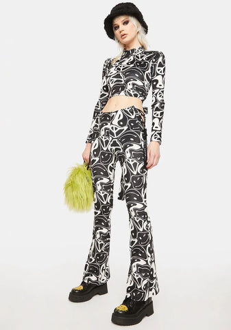 Yin Yang Velour Flare Pants