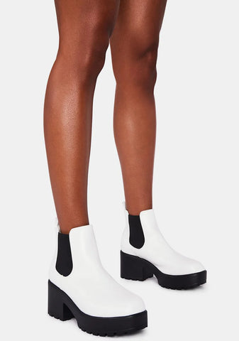 White Kai Chunky Chelsea Boots
