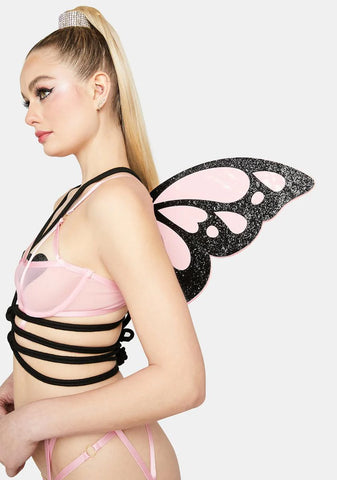 Pink Glitter Butterfly Wings